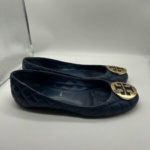 Tory Burch Quinn Quilted Ballet Flats in Navy Size 7M * Flaws